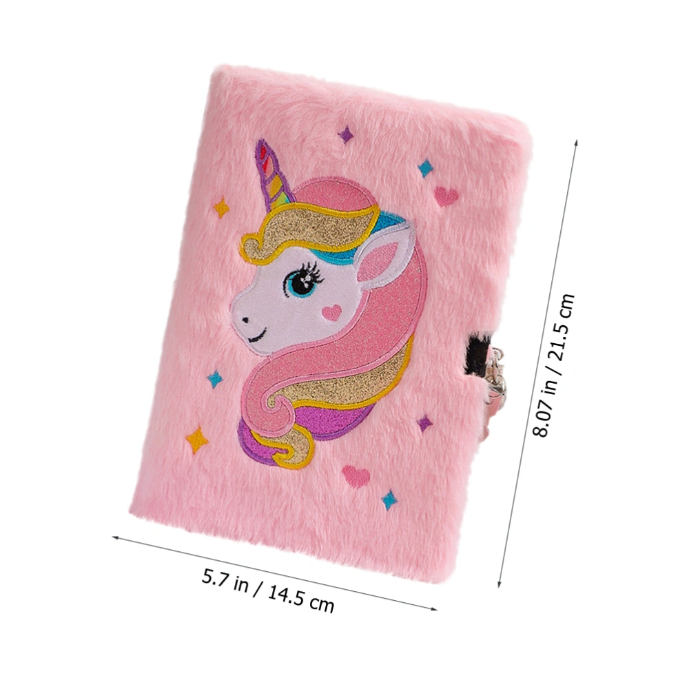 Plush Cover Notepad Unicorn Notebook A5 Notebook with Lock Decorative Notepad Kids Notebook