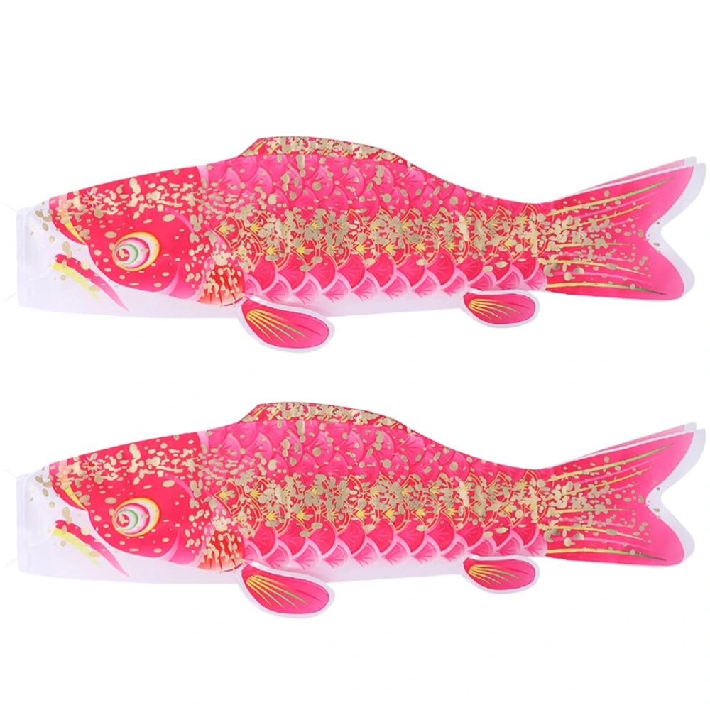 2pcs Japanese Style Windsock Fish Shaped Windsock Flag Outdoor Yard Hanging Decoration