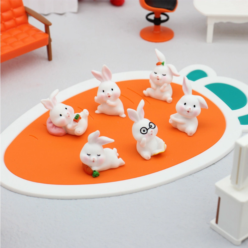 1 Set Cute Rabbit Miniature Rabbit Figurines DIY Resin Bunny Decorations for Easter Micro Landscape Decor