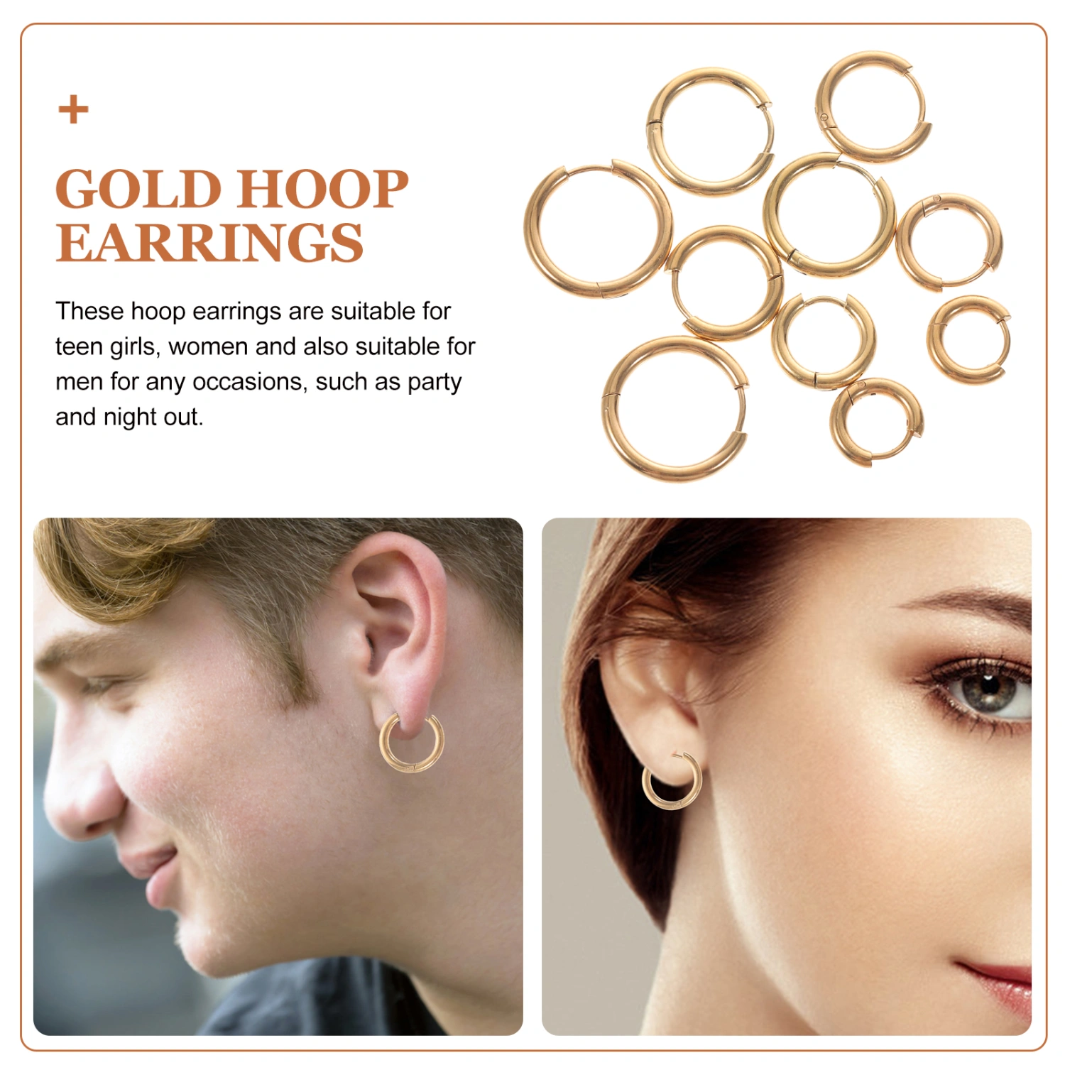 10pcs Cartilage Earring Hoop Earrings Women Men Stainless Steel Earrings Huggie Earrings