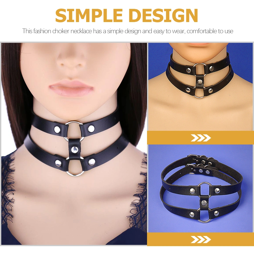 Goth Layered Choker Necklace Cool Steampunk Necklace Collar Necklace for Women