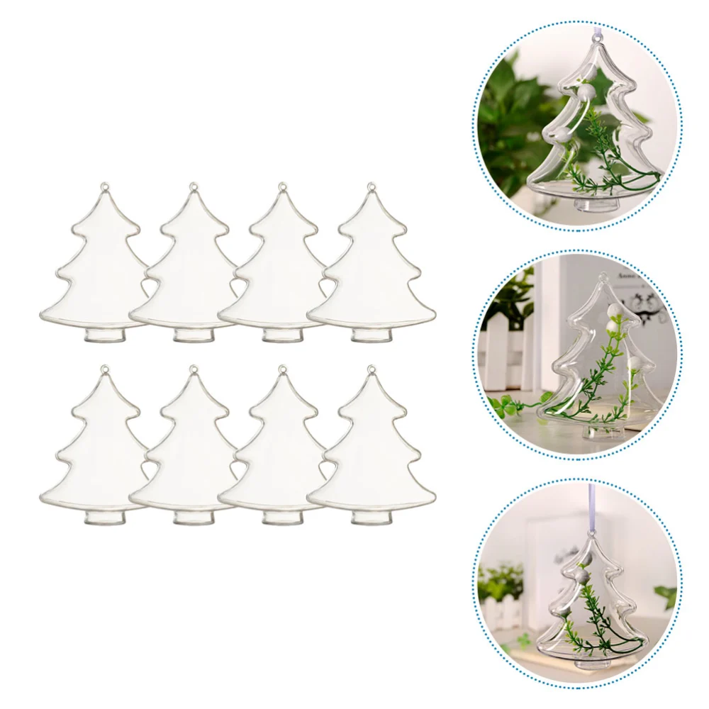 8Pcs Clear Christmas Fillable Ball Decorative Hanging Christmas Tree Shape Fillable Ball