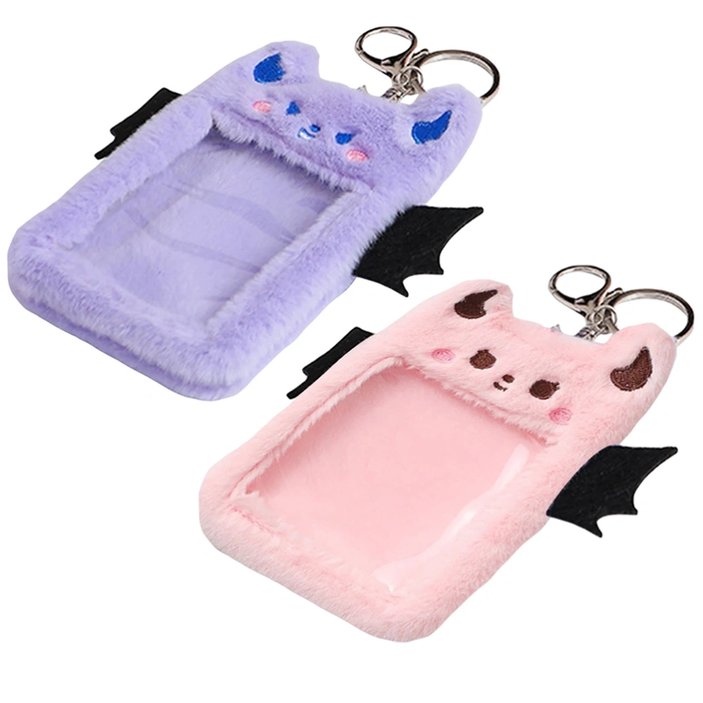 2Pcs ID Card Holder Clip Plush Card Holder Postcard Holder Plush Postcard Sleeve Student Holder