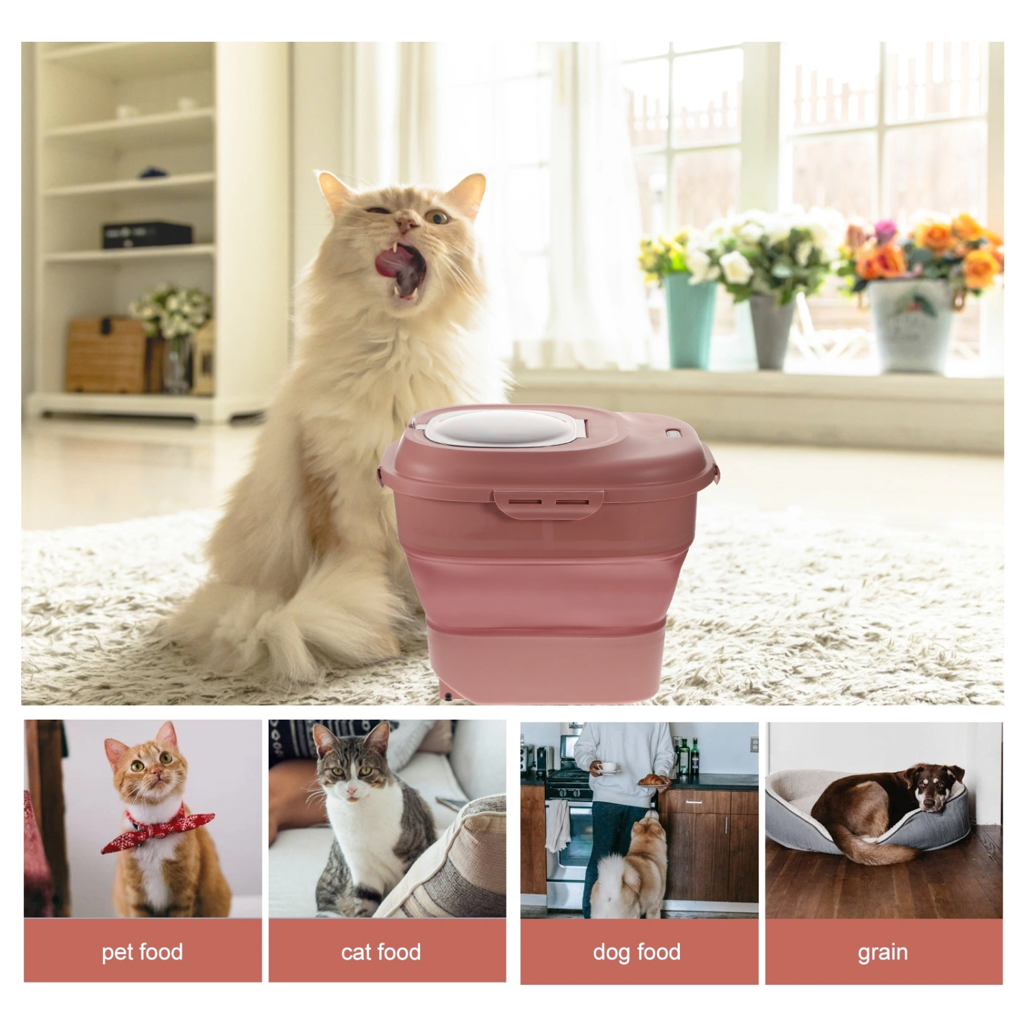 Dog Snack Bin Convenient Cat Food Bucket Large Dog Food Box Cat Snack Storage Bucket