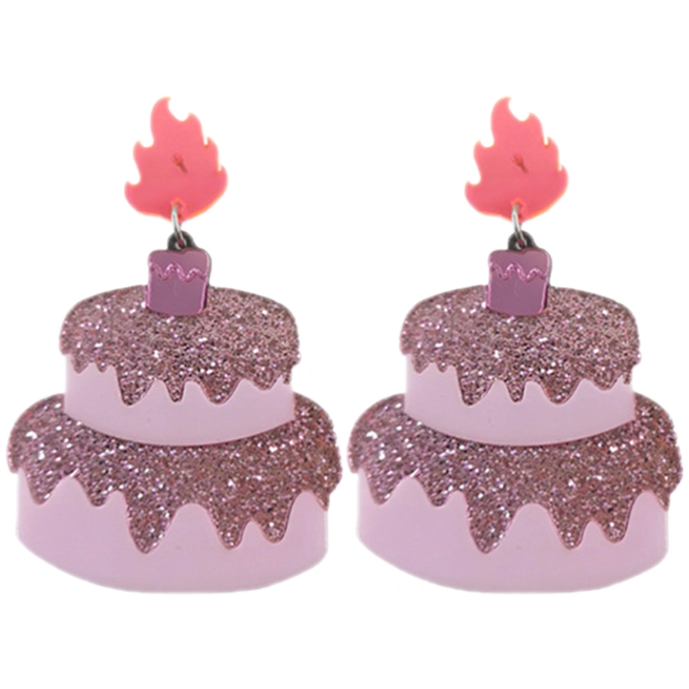 1 Pair Women Ear Studs Cake Shaped Earrings Dainty Girls Ear Decoration