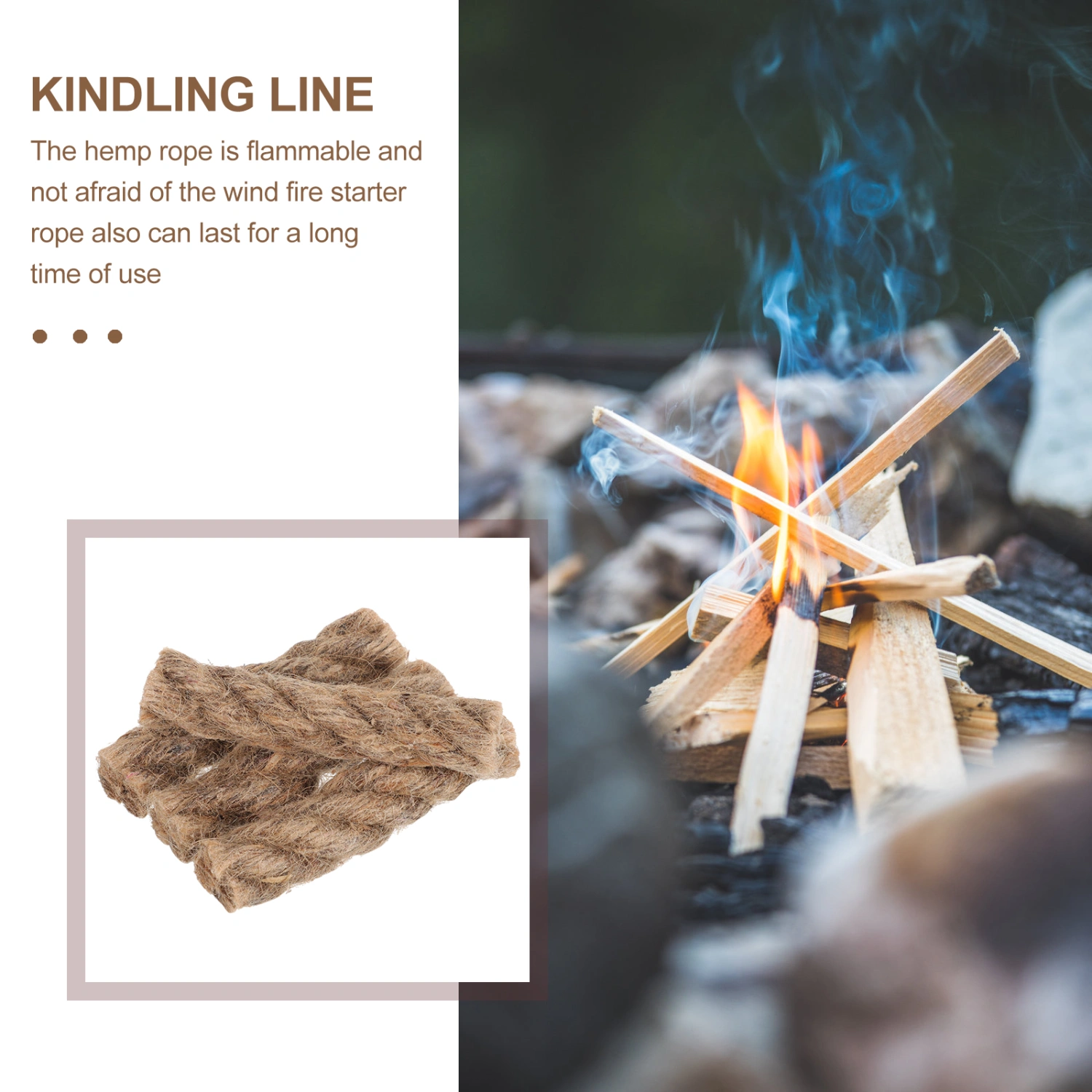 8Pcs Camping Fire Ropes Convenient Fire Starters Portable Hemp Ropes Outdoor Accessory