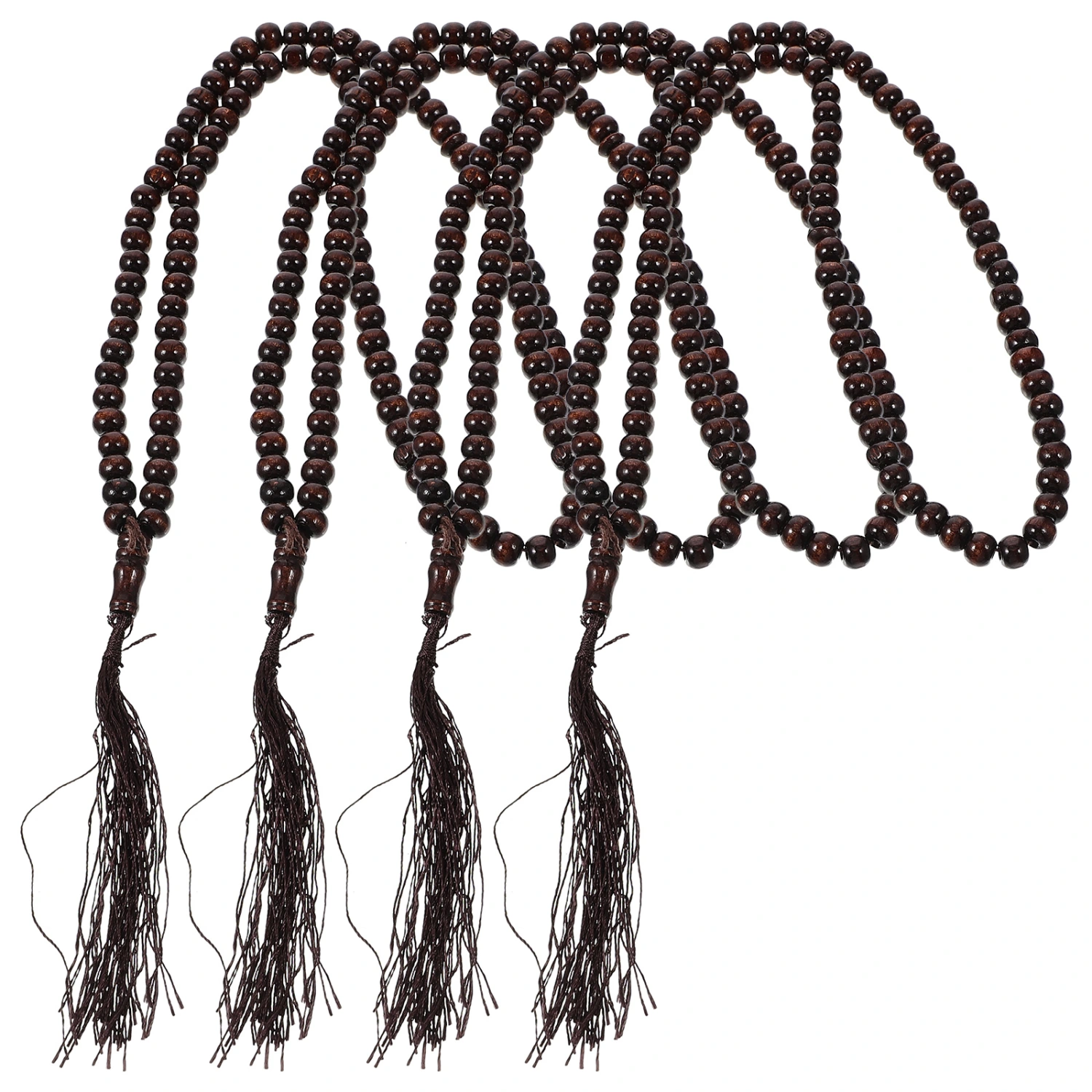 4Pcs Muslim Prayer Beads Handheld Prayer Beads Wood Prayer Beads with Tassels Decorative Rosary Beads