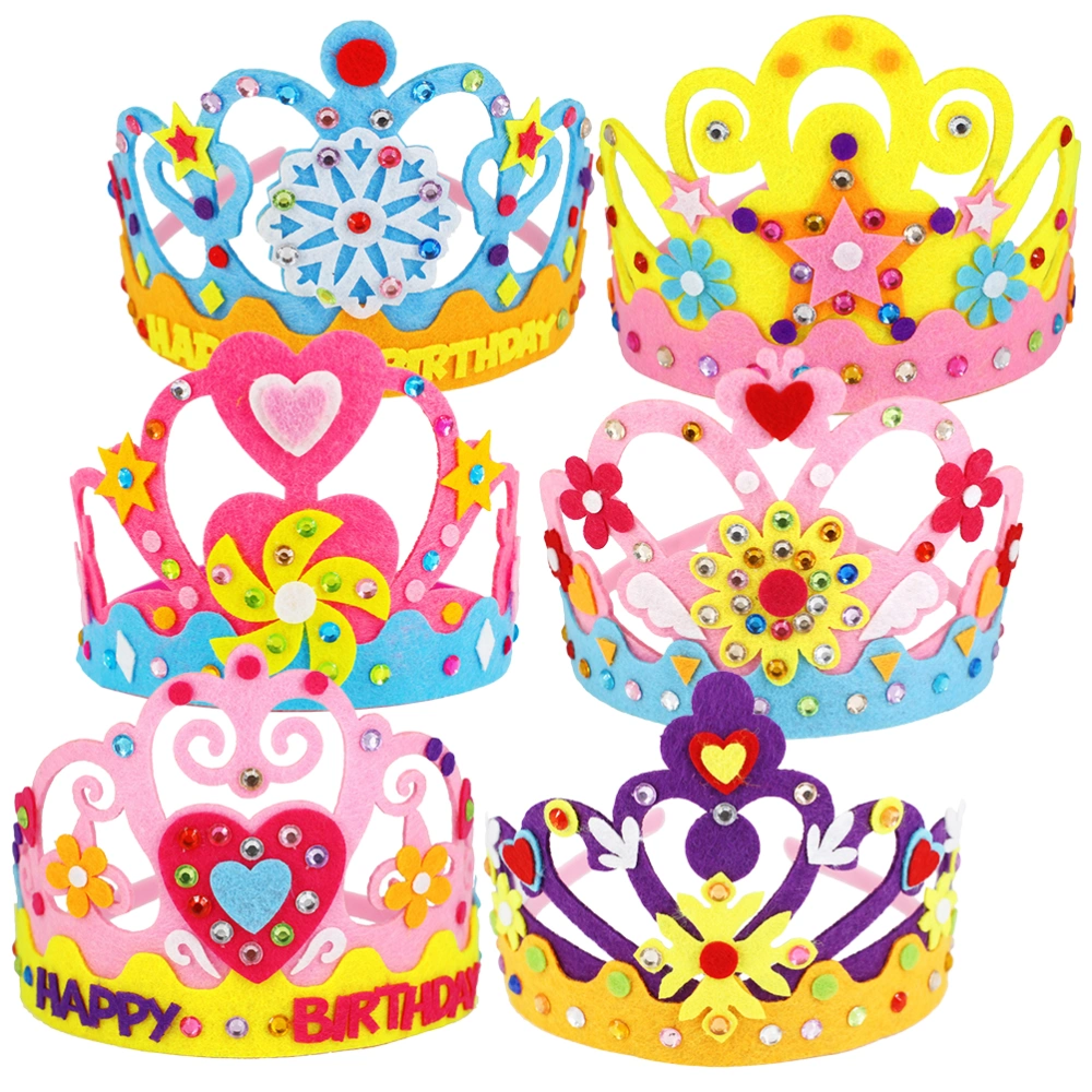 6 Sets DIY Birthday Tiara Craft Kit Party Crown Making Materials Birthday Party Crowns