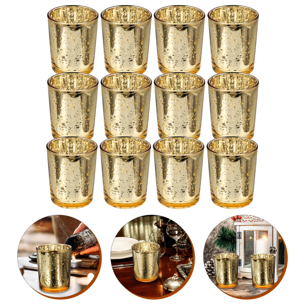 12Pcs Glass Candle Holders Glass Tealight Candle Holders Wedding Centerpieces