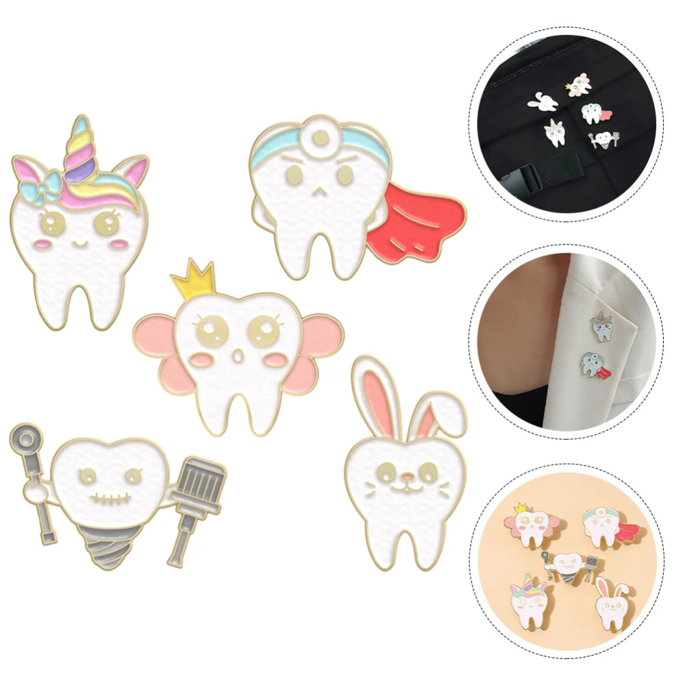 5Pcs Teeth Lapel Pin Dentist Brooch Clip Badges Fashion Costume Accessories