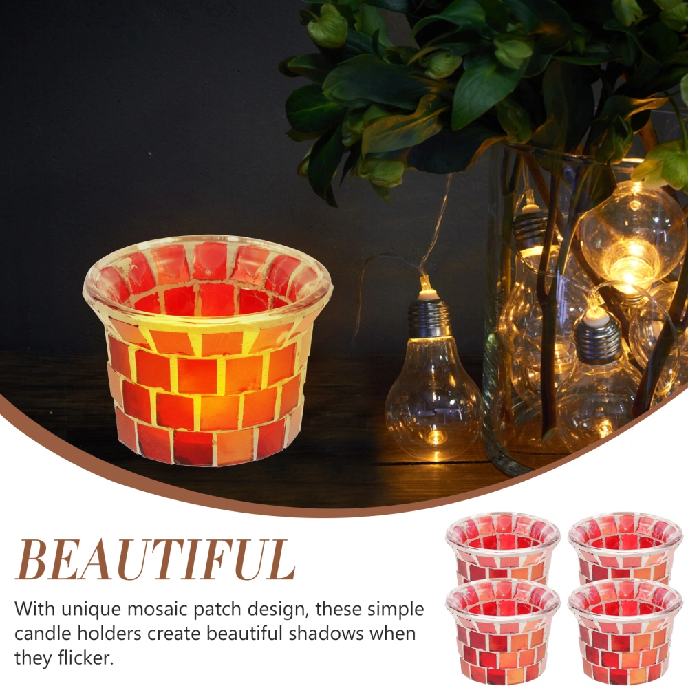 4pcs Candle Holders Tea Light Candle Holders Glass Pillar Candle Holders Mosaic Candle Stands