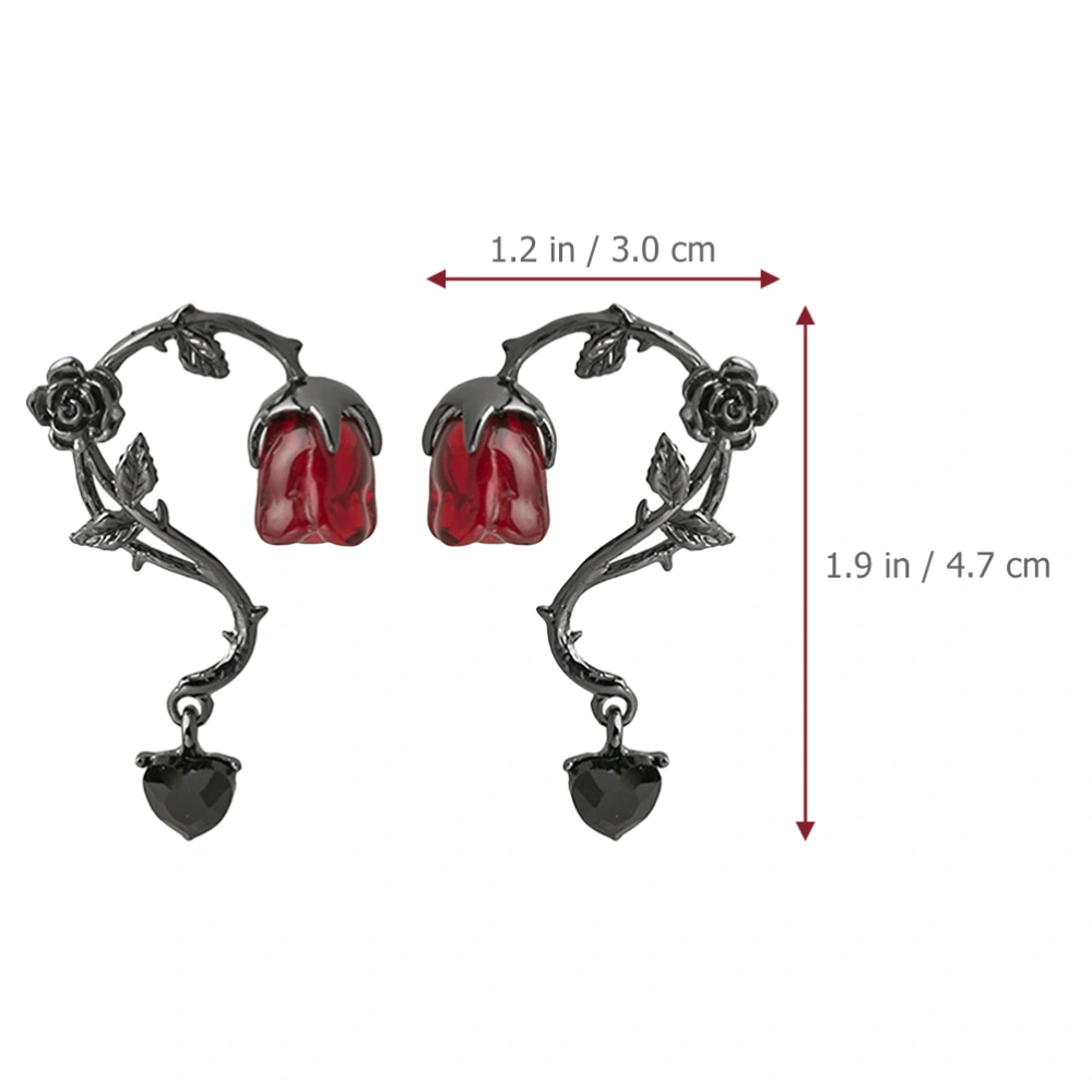 1 Pair Women Earrings Girls Gothic Earrings Rose Ear Jewelries Ear Decorations