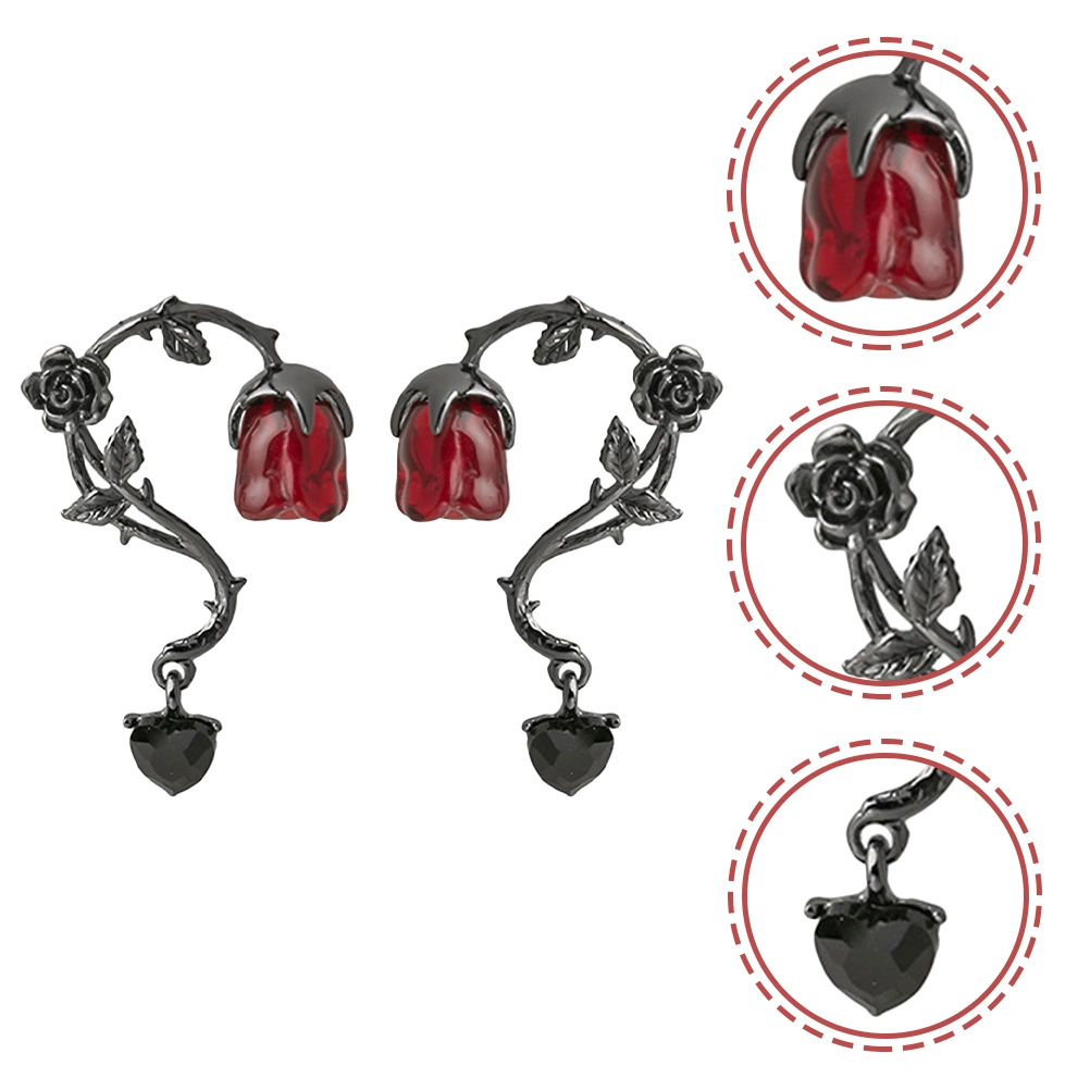 1 Pair Women Earrings Girls Gothic Earrings Rose Ear Jewelries Ear Decorations