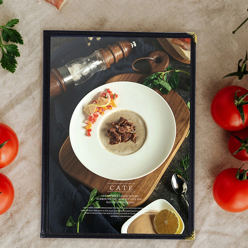 2Pcs Clear Binder Cover Restaurant Menu Binder Daily Use Restaurant Loose-leaf Folder