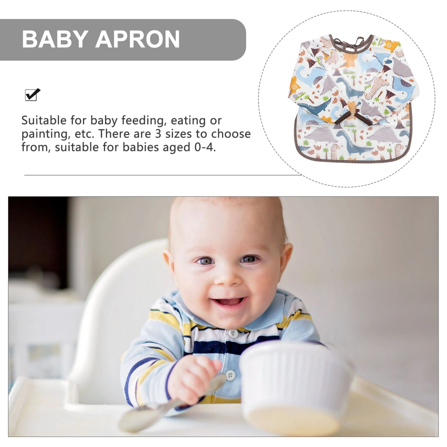 Baby Bib Baby Eating Clothing Dinosaur Pattern Baby Eating Apron Accessory