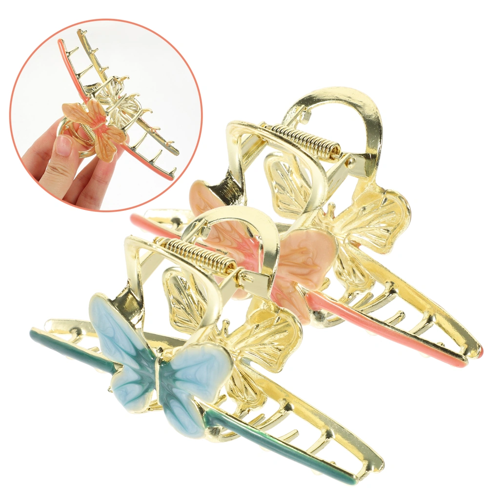 2Pcs Large Hair Claw Clip Back Hair Barrette Butterflies Hair Clip Back Hair Holders