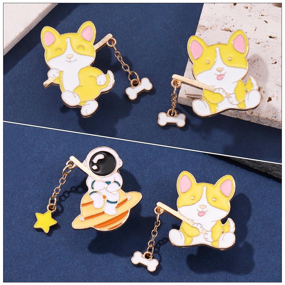 4pcs Cartoon Design Alloy Brooches Adorable Pattern Alloy Pin Brooches Clothing Breastpin