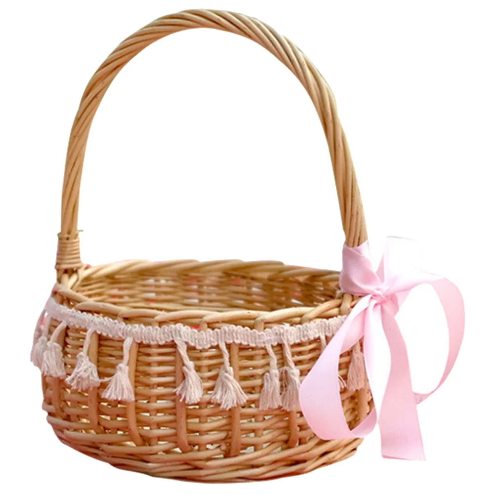 Macrame Design Fruit Basket Picnic Storage Basket Convenient Bread Basket Wicker Basket