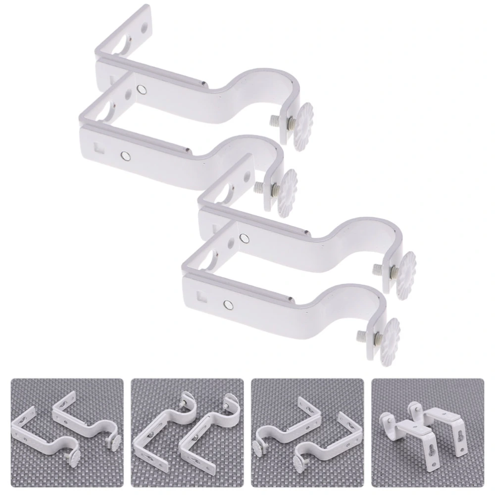 2 pairs of Curtain Rod Brackets Heavy Duty Curtain Rod Holders Metal Curtain Rod Hooks