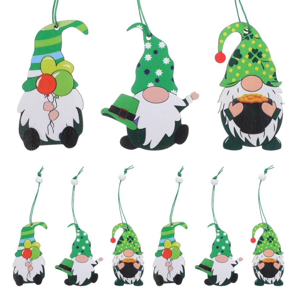 9pcs St. Patrick's Forest Style Hanging Decors Wooden Pendants Decorations