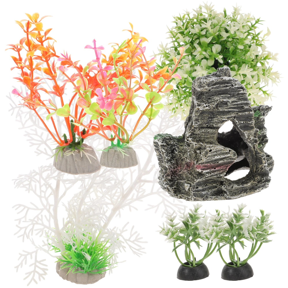 1 Set Decorative Fish Tank Decor Delicate Fake Plant Desktop Aquarium Plant Aquarium Accessory