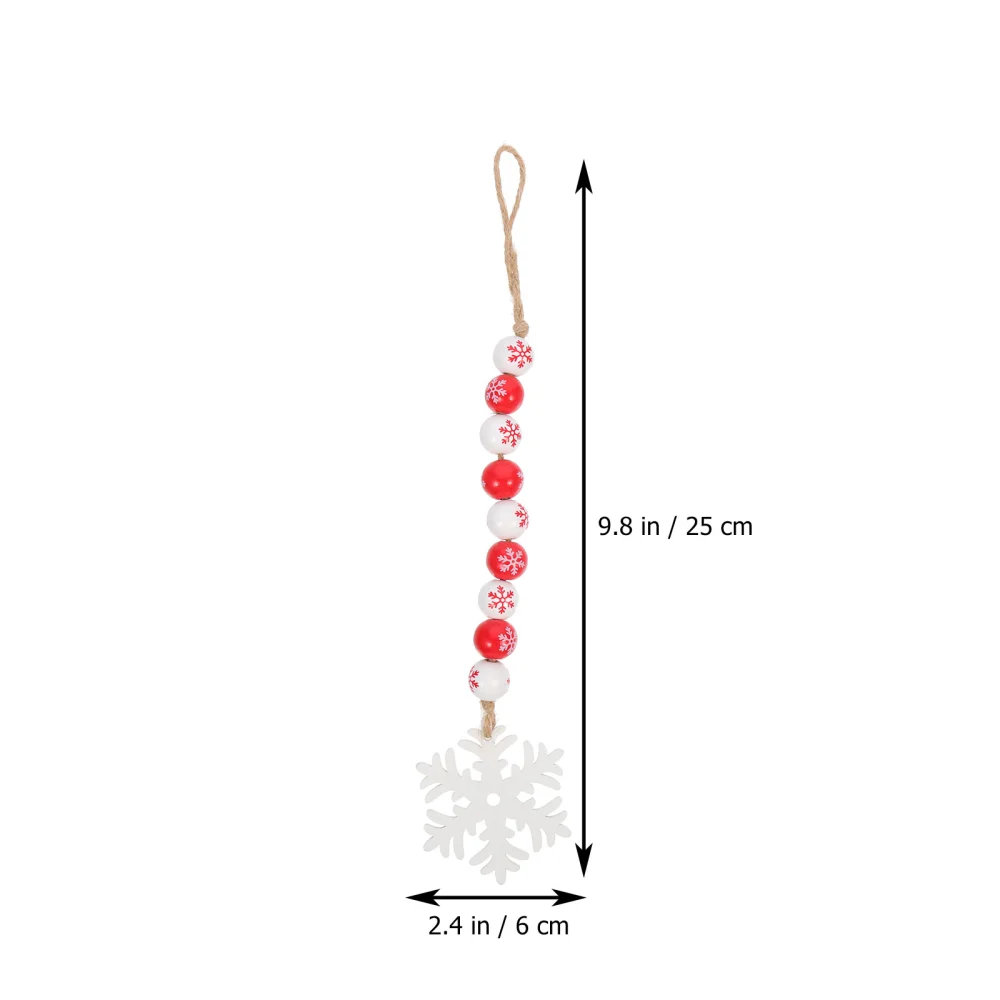 4pcs Christmas Tree Hanging Wood Bead Wooden Bead Garlands Rustic Beads Garlands with Snowflake Pendants