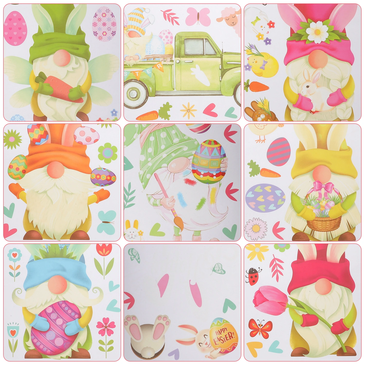 9 sheets of Easter Window Cling Sticker Easter Window Decal Door Decoration
