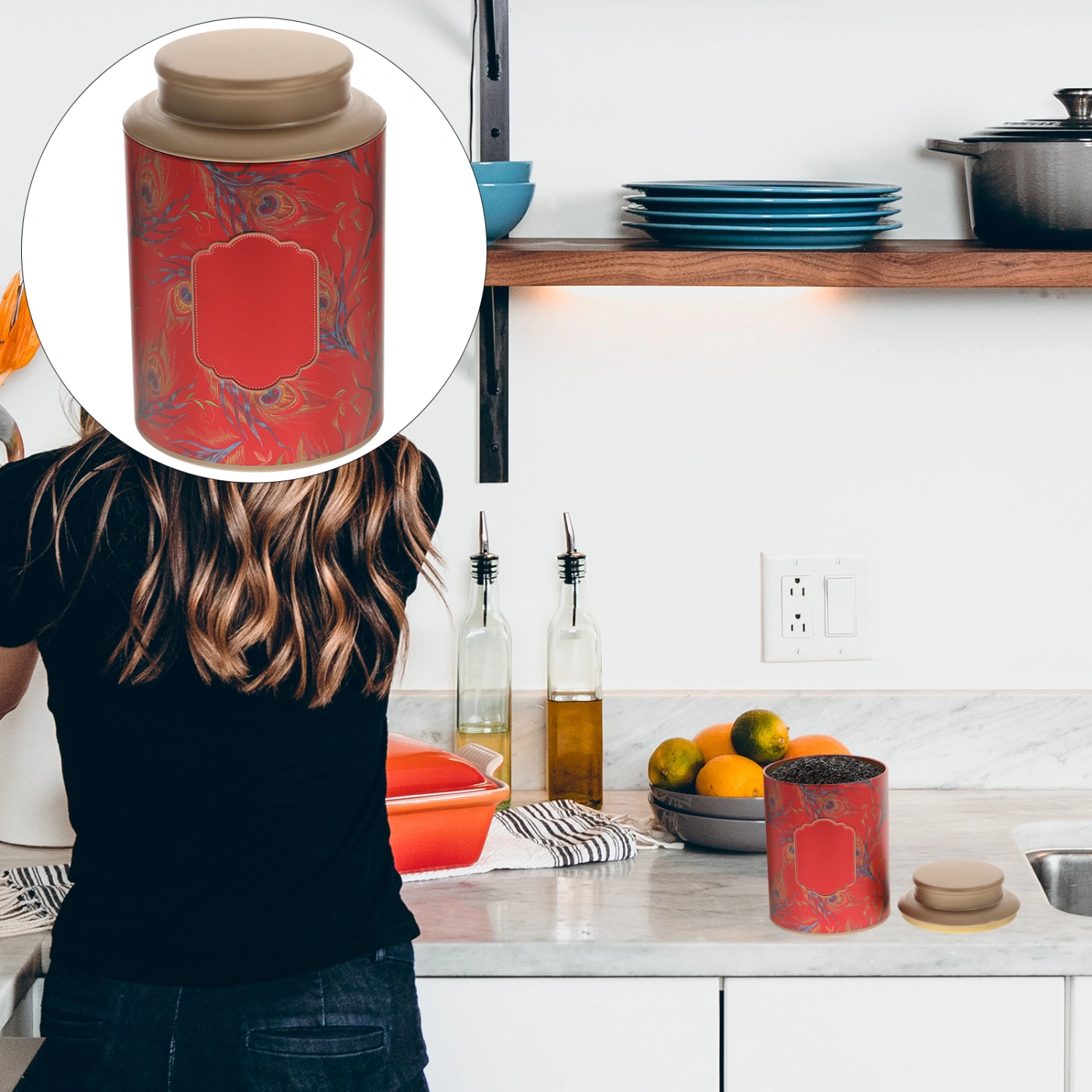 Tea Can Airtight Tea Can Portable Tea Canister Home Kitchen Storage Metal Candy Container(125ml)