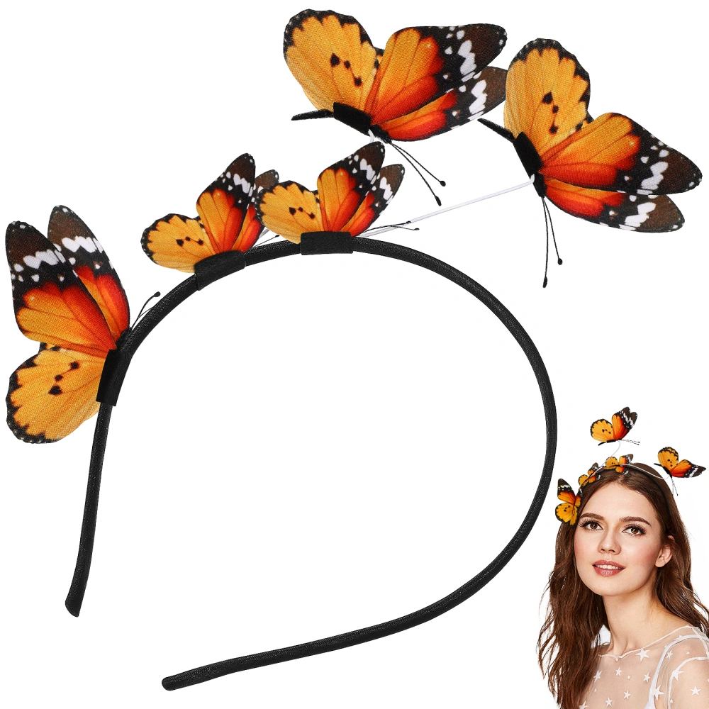 Simulation Butterfly Headband 3D Butterfly Decorative Hair Band Butterfly Fascinator Hair Hoop Headdress