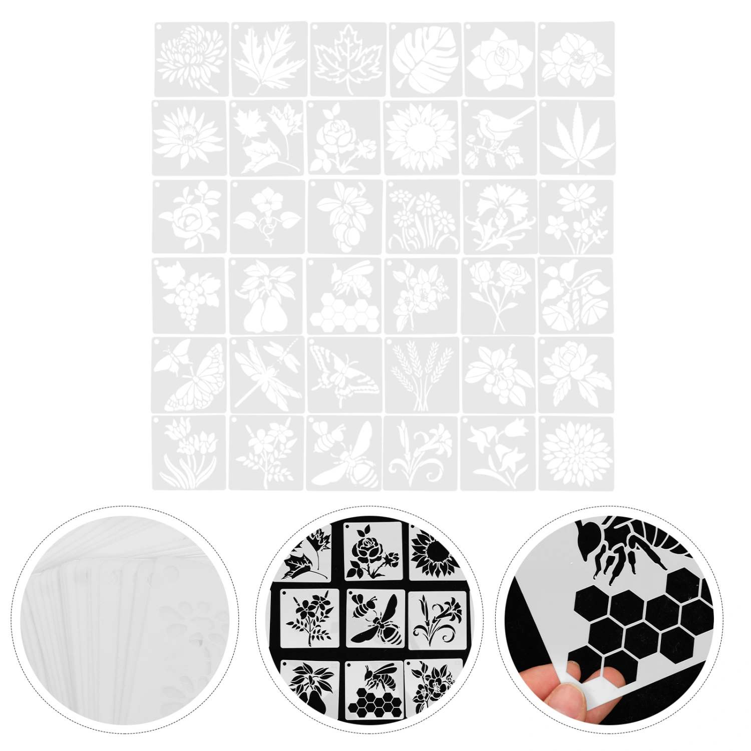 36pcs PET Stencils Reusable Stencil for Painting Flower Plants Stencil for Scrapbooking DIY Crafts