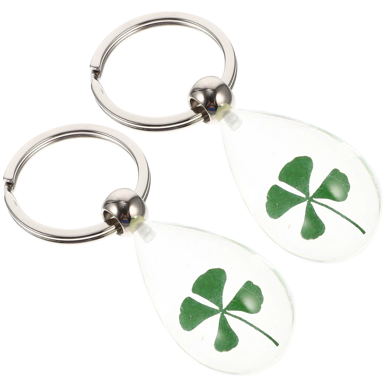 2Pcs St.Patrick Day Key Holders Four-Leaf Keychains Bag Backpack Hanging Decors