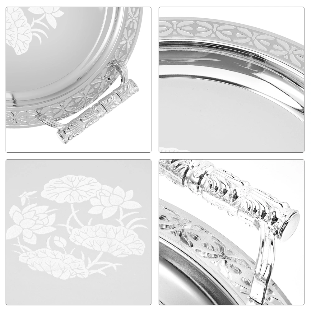 Round Stainless Steel European Storage Plate Buffet Dessert Plate Fruit Serving Plate