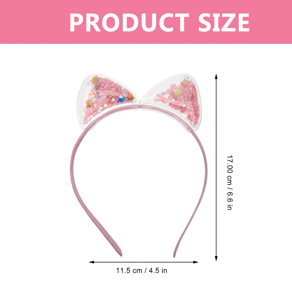 6 pcs Quicksand Sequin Cat Ear Headband Cute Hairband Kids Cat Ear Headband for Girl