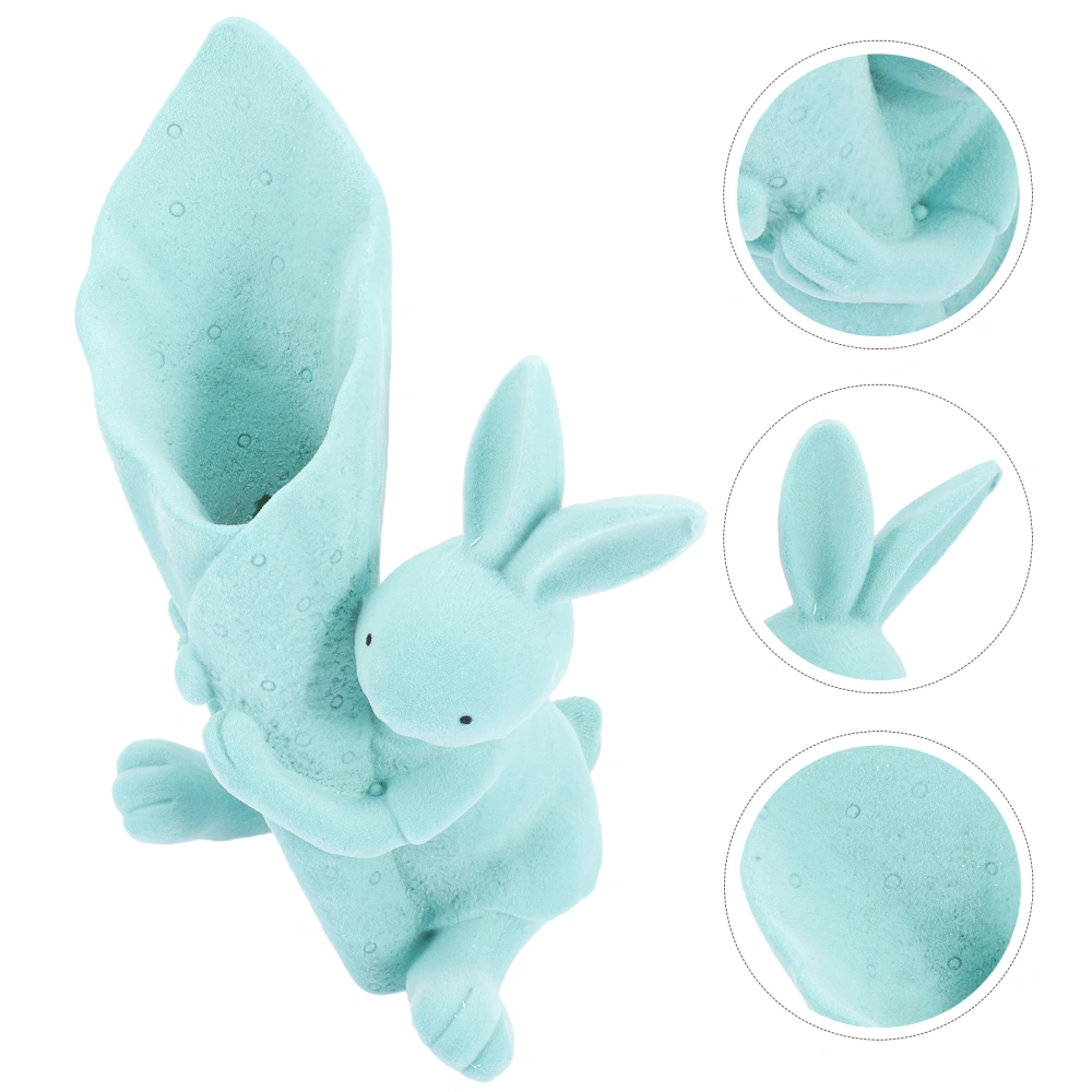 Desktop Lovely Rabbit Figurine Cartoon Rabbit DIY Desktop Bunny Holding Vase Decoration