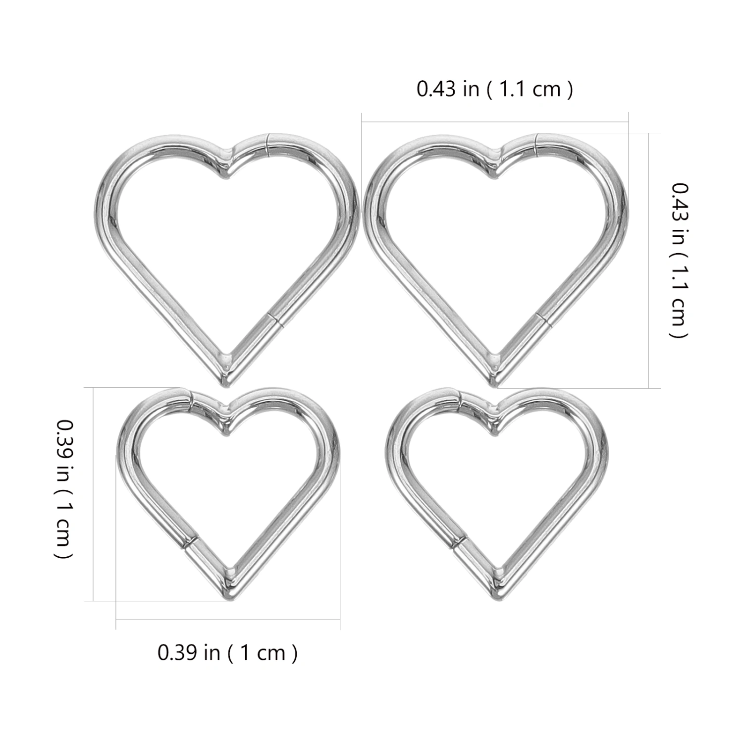 4pcs Heart-shaped Nose Rings Piercing Nose Rings Fashion Women Body Jewelry