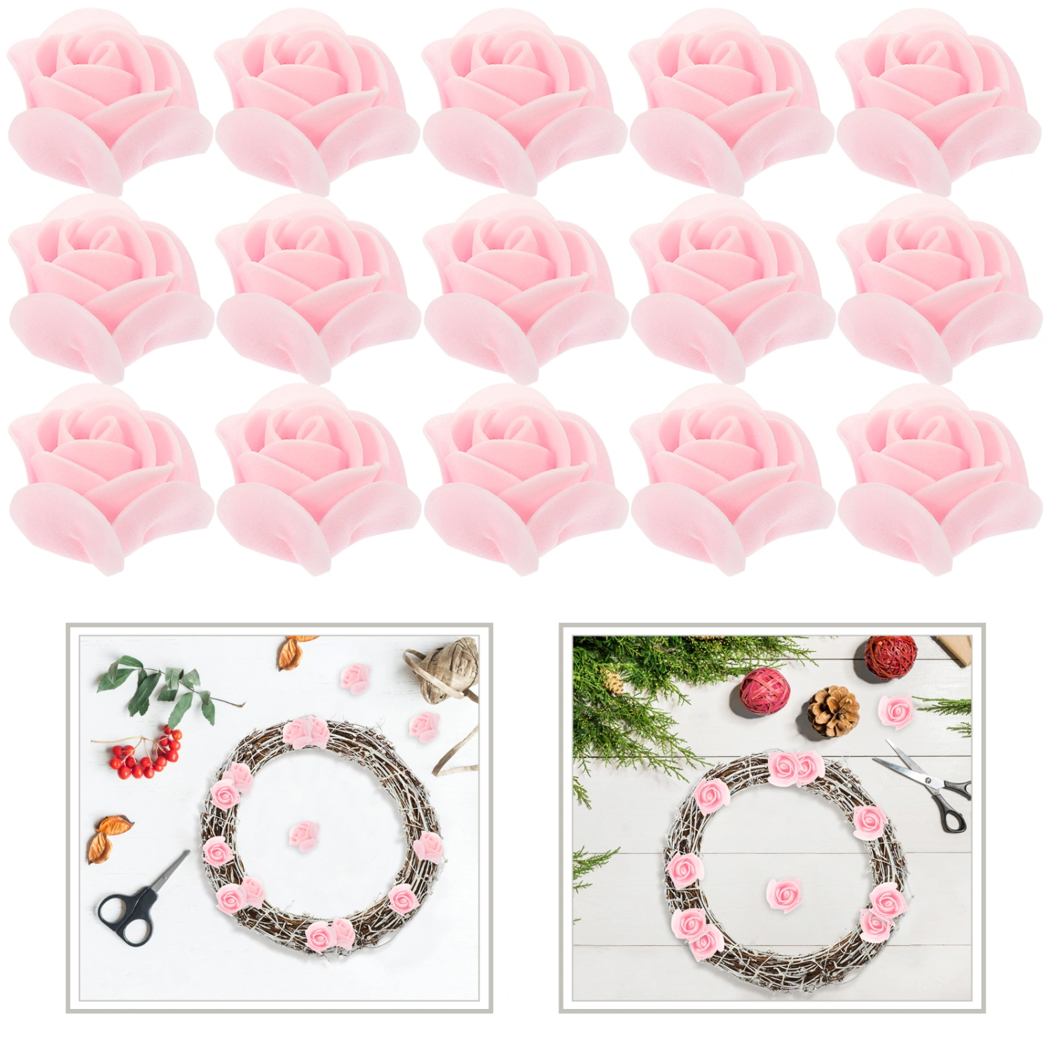 60Pcs Simulation Rose Decor Realistic Fake Rose Preserved Flower Decor Diy Fake Flower Rose