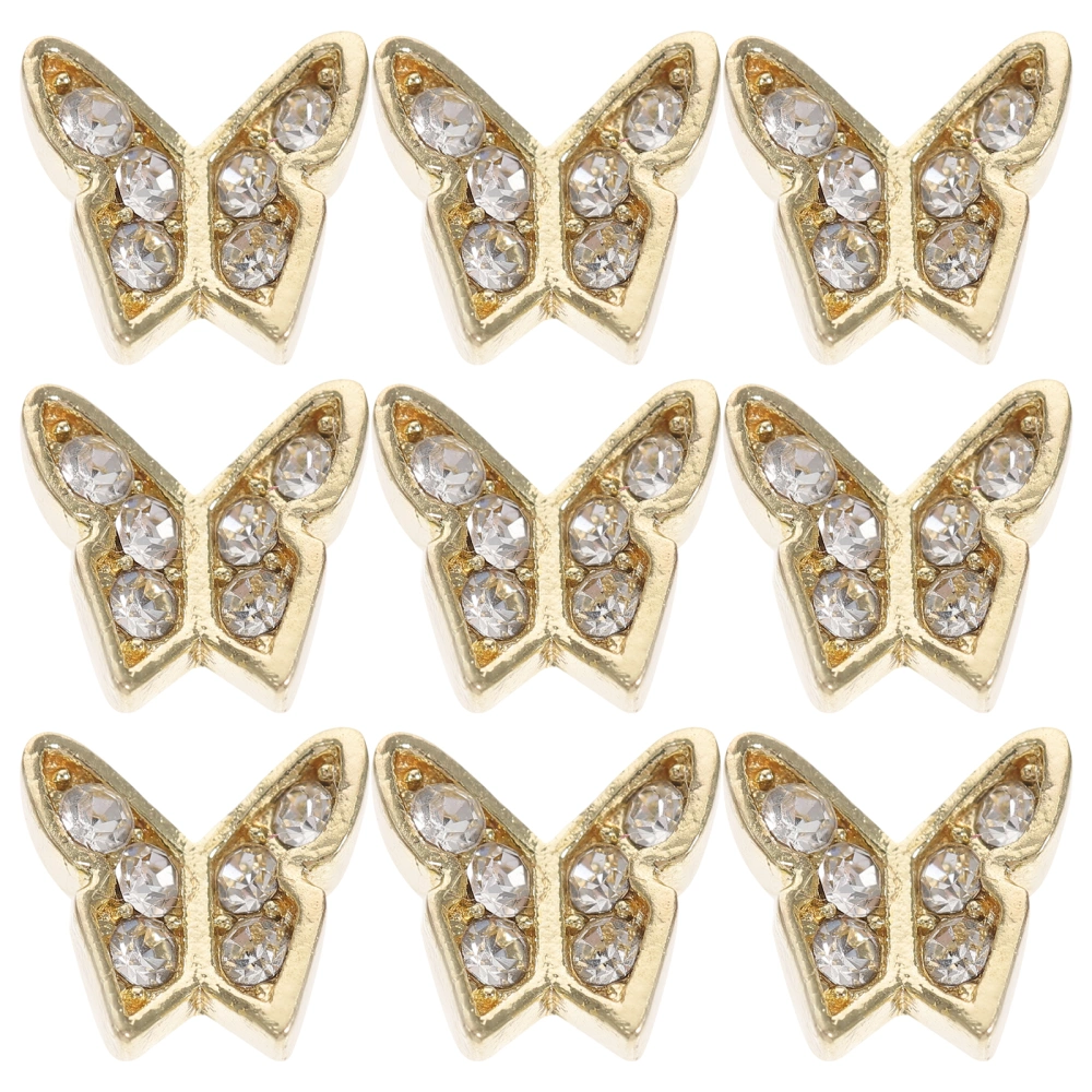 20Pcs 3D Butterflies Nail Charms Glitter Rhinestones Butterflies Nail Decor Accessories