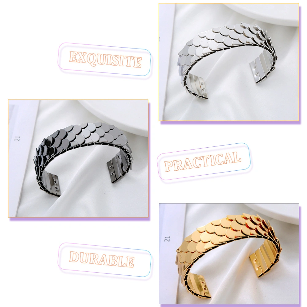 4pcs Fish Scales Bangles Adjustable Open Bracelets Punk Opening Bracelet