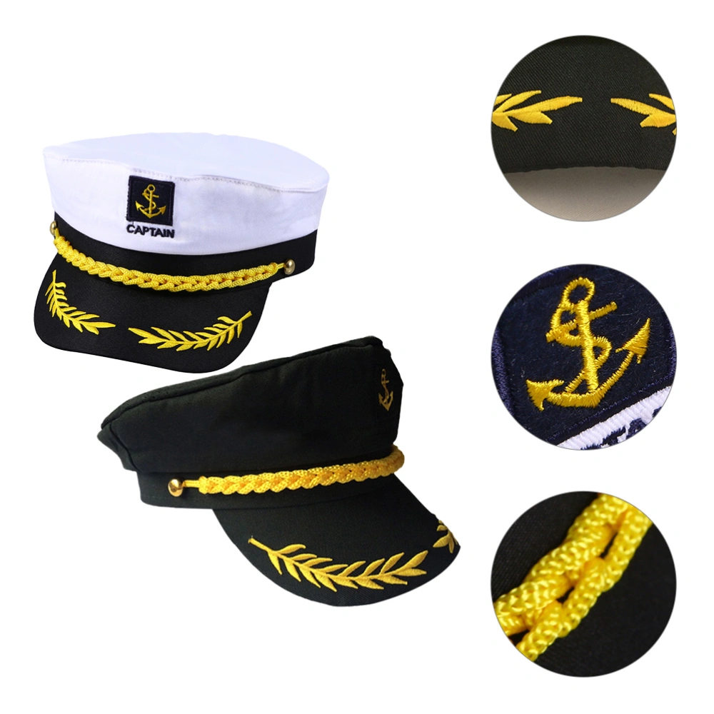 2pcs Captain Hat Yacht Outfit Wide Rim Hat Boating Sailing Cosplay Accessory