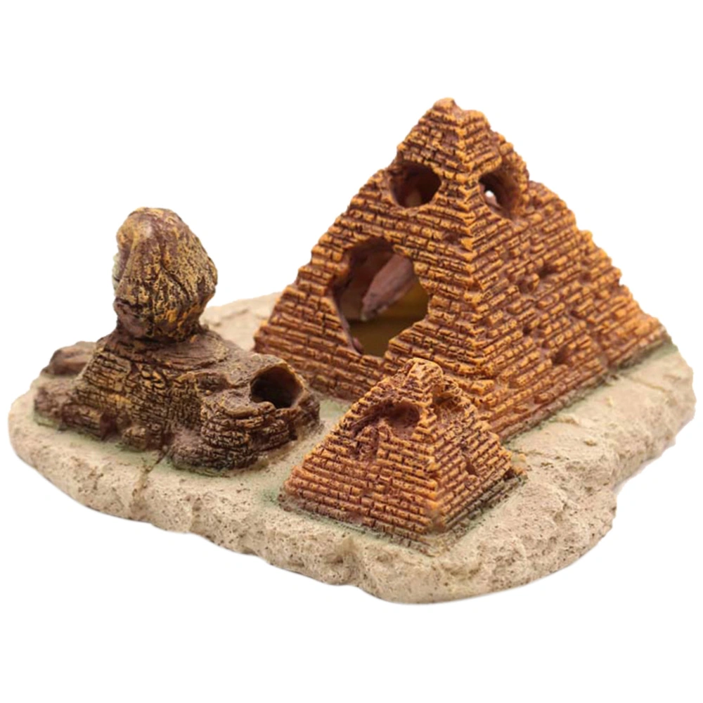 Simulated Pyramid Decoration Fish Tank Hiding Cave Resin Aquarium Ornament Aquarium Supply