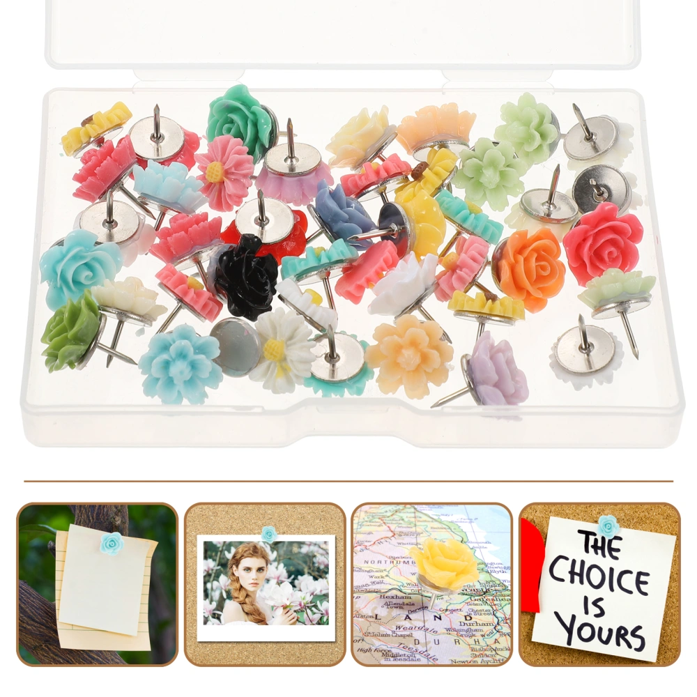 42Pcs Bulletin Board Push Pin Colorful Thumbtacks Office Cork Pin Delicate Thumb Tacks (Random Style)