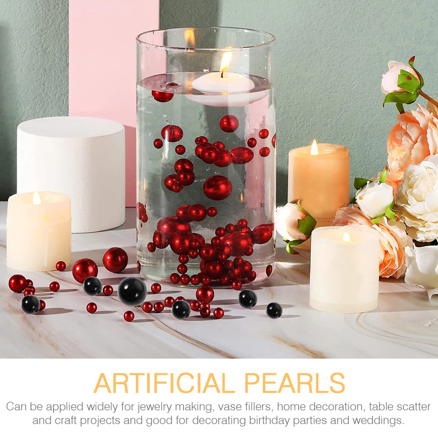 125pcs Fake Pearls Diy Vase Decor Pearls Floating Pearls Flower Arrangement Decorations