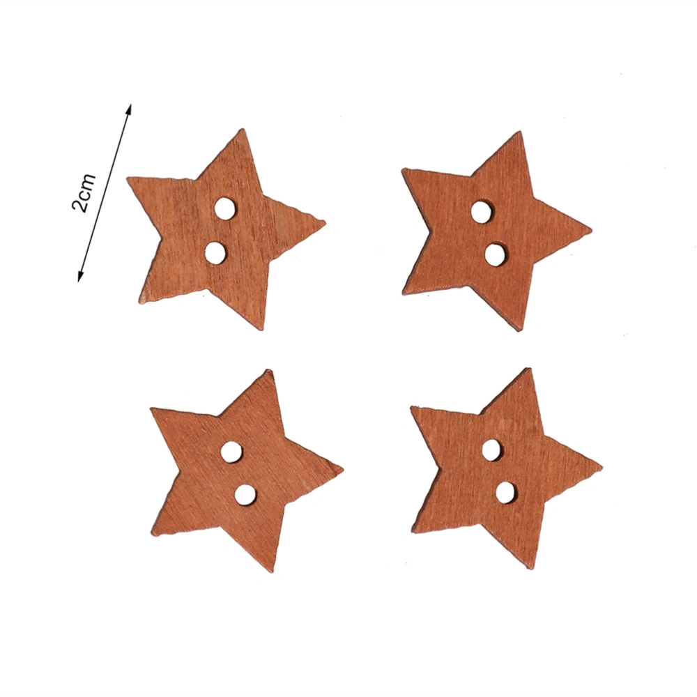 150pcs Five-pointed Star Shaped Buttons Wood Handcraft Buttons with Two Holes