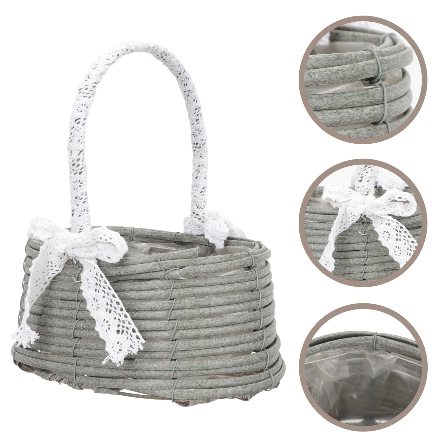  Wedding Flower Girl Basket Woven Basket Flower Arrangement Basket Flower Basket with Handle