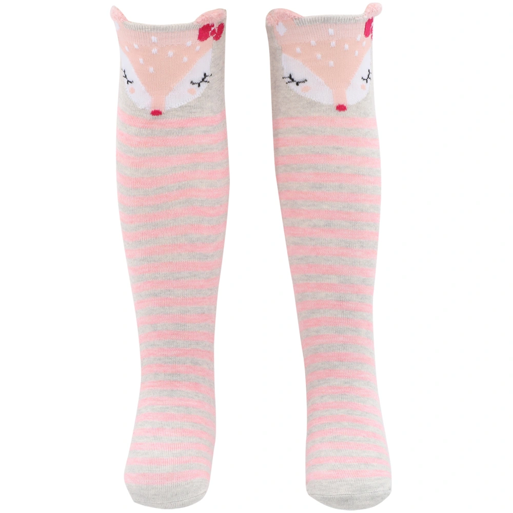 1 Pair Girls Knee High Socks Fun Animal Pattern Socks Cotton Mid Calf Long Boot Socks