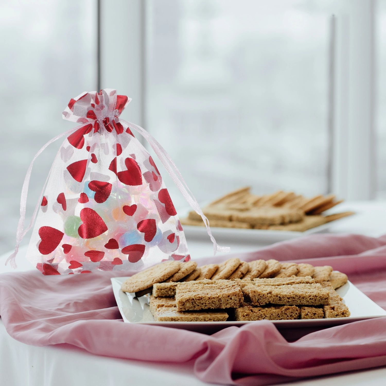 25Pcs Drawstring Bags Organza Bags Jewelry Storage Bags Decorative Gift Small Bags Wrapping Bags
