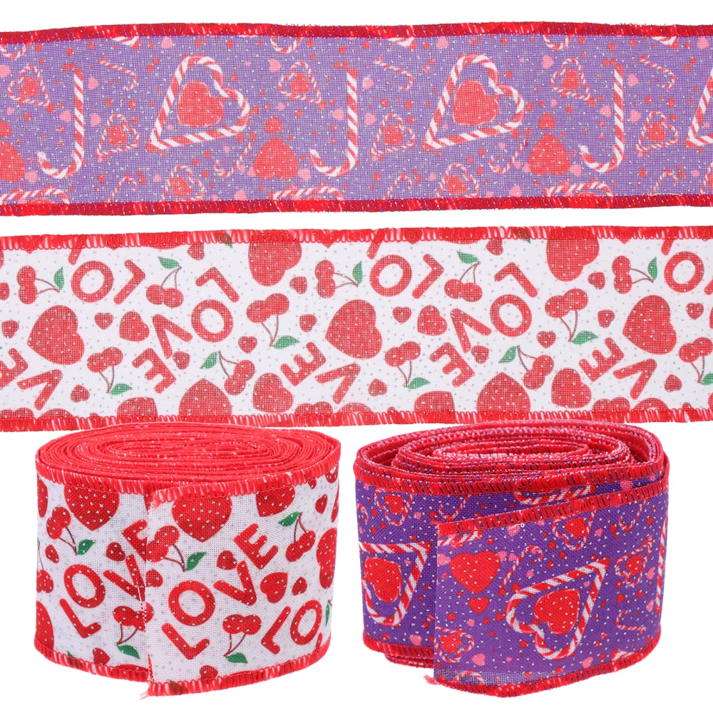 2 Rolls of Valentines Day Ribbon Valentines Ribbon Wired Edges Gift Wrapping Ribbon