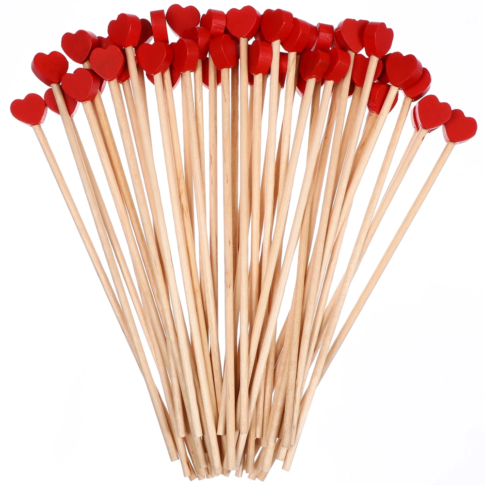 100 Pcs Wooden Coffee Stirrers Heart Long Wood Honey Stir Sticks Drink Sticks