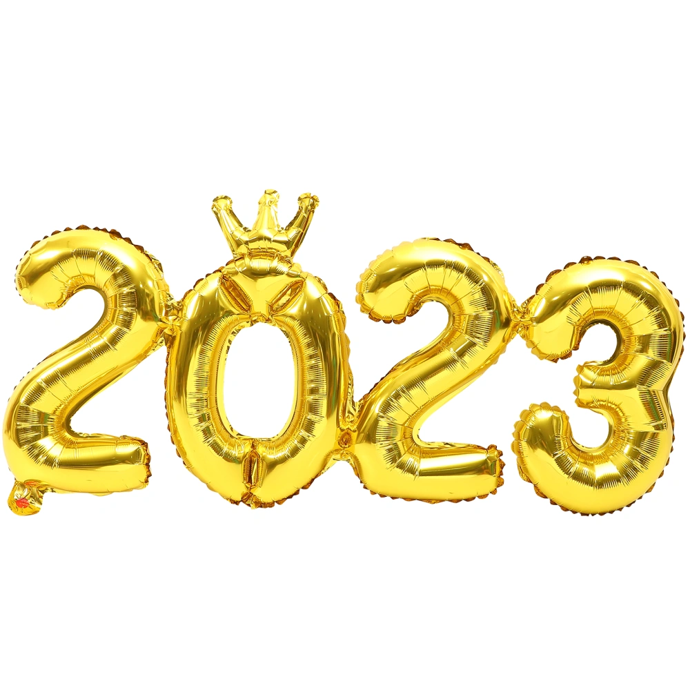 5 Sets Aluminum Foil Balloon New Year Decorative Balloons 2023 Crown Number Balloons