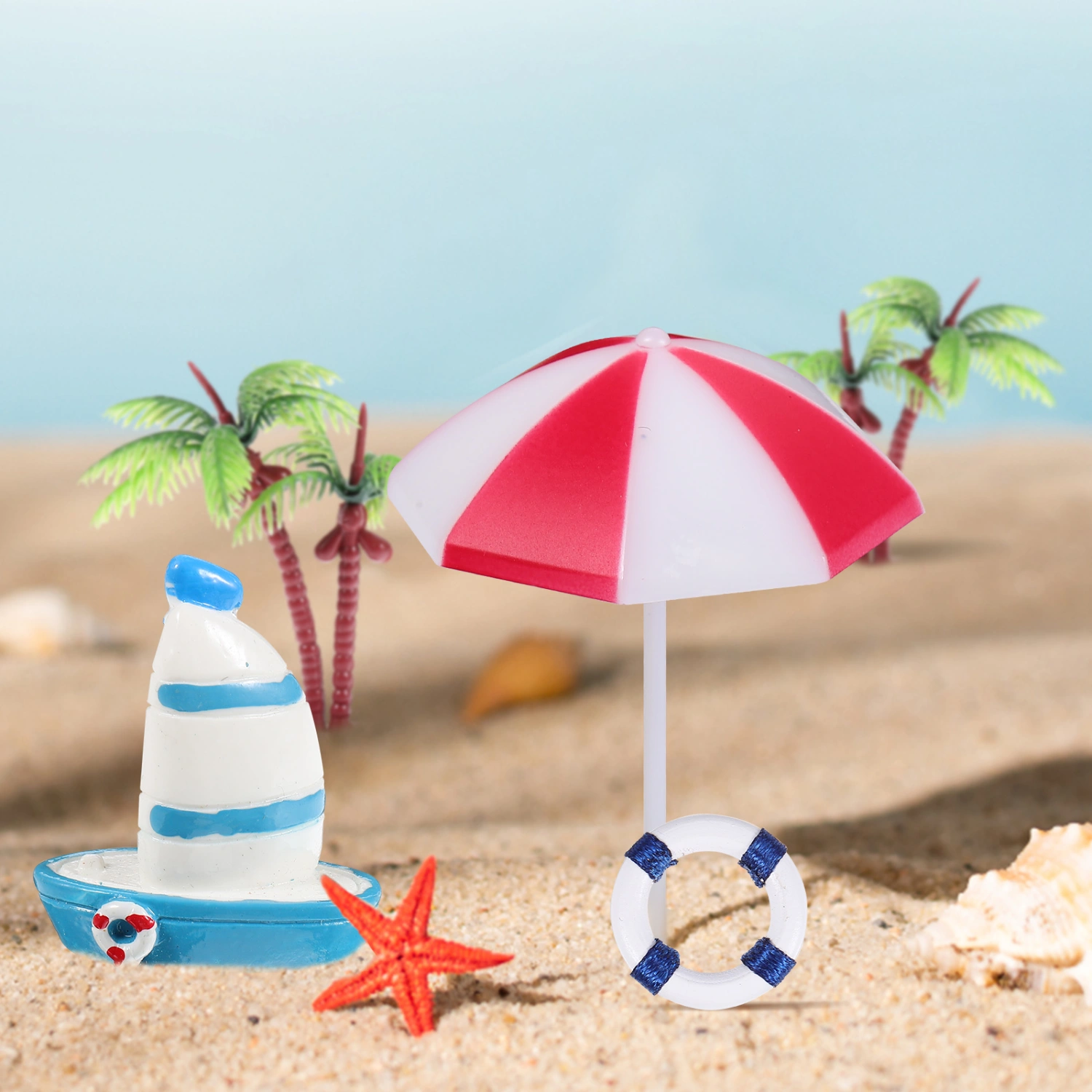 11pcs Miniature Beach Items Micro Landscape  Beach Ornaments for DIY Miniature Garden